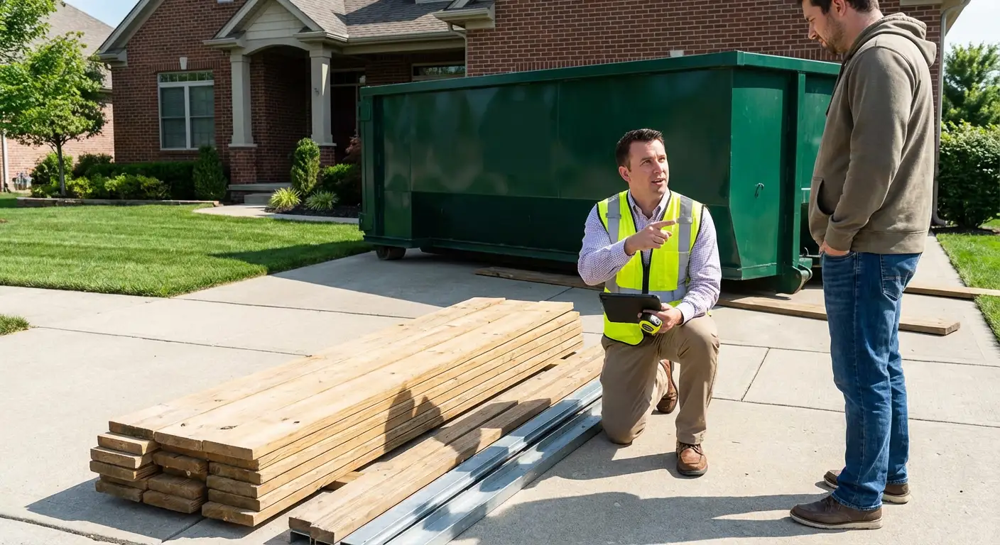 Dumpster rental delivery truck in Hartford