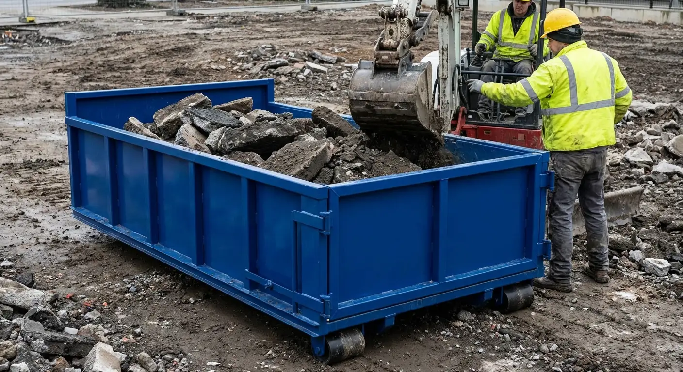 Heavy debris dumpster loaded with concrete in Hartford, CT