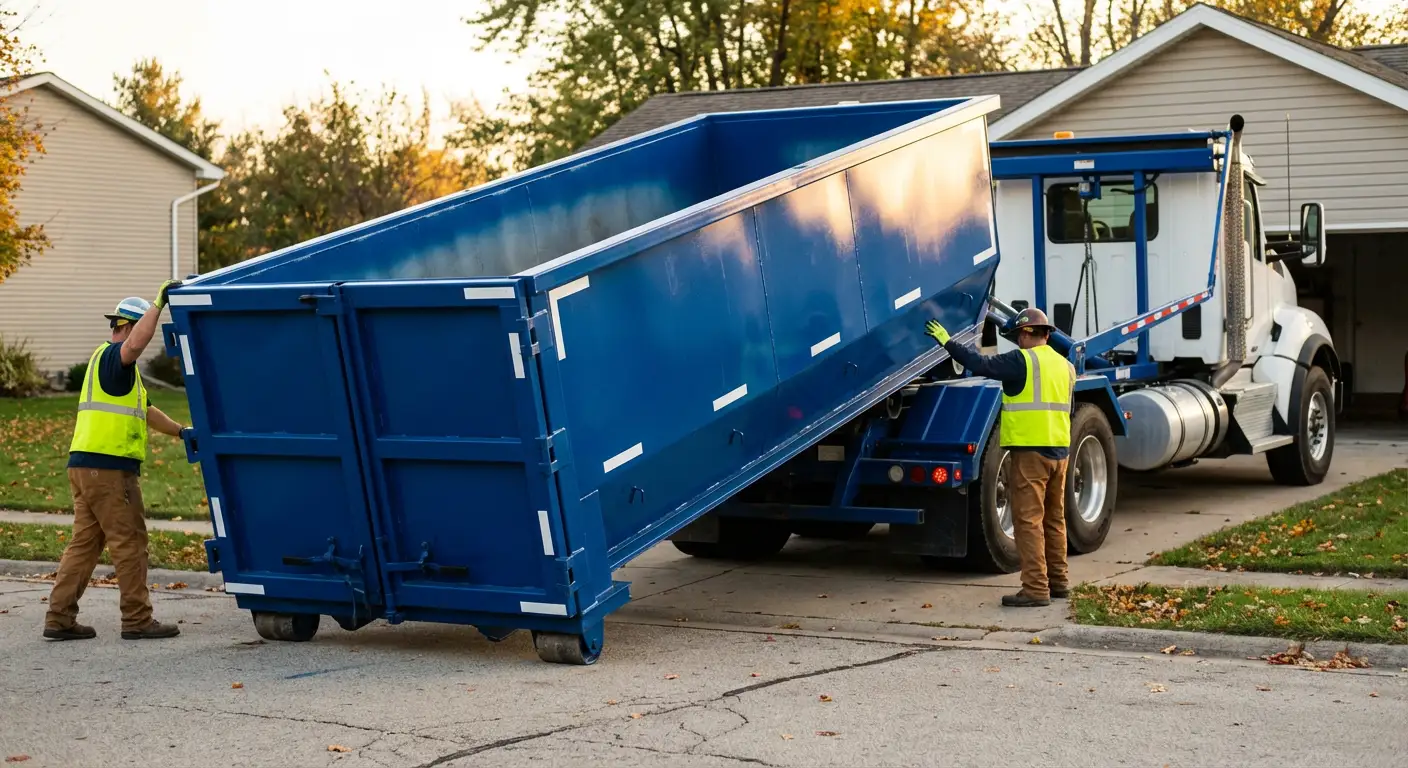 Roll-off dumpster delivery truck in Hartford, CT